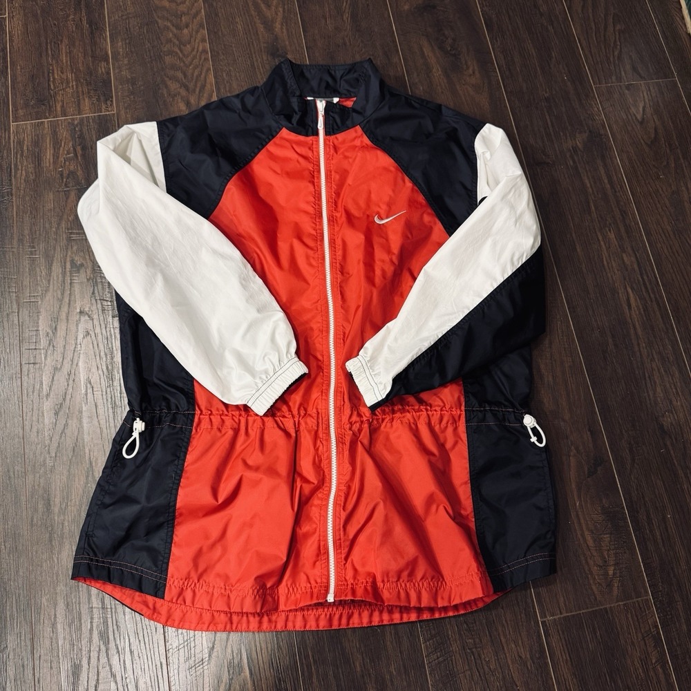 Nike Windbreaker Jacket Women's XL 16-18 Red Black White Full Zip Lightweight
